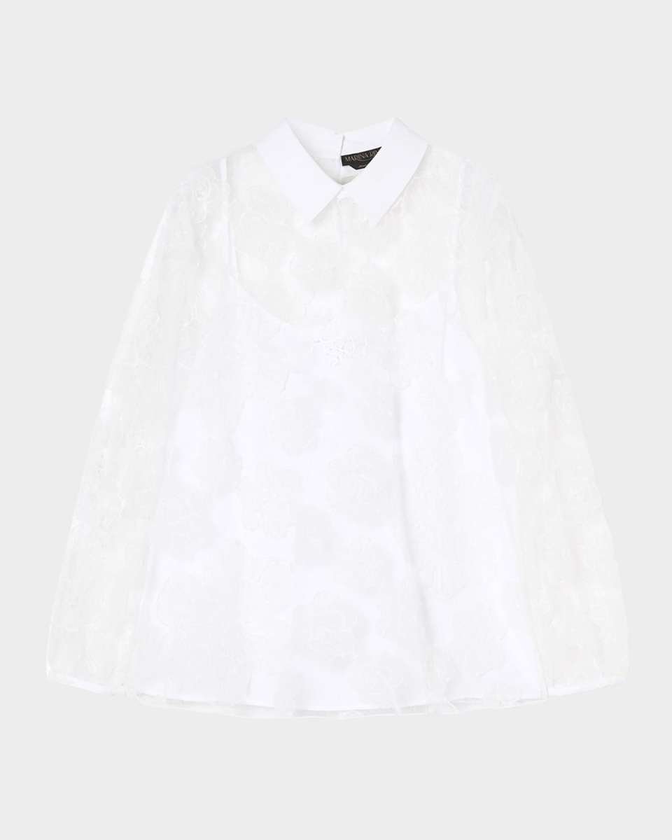 Plus Size Godezia Embroidered Sheer Lace Blouse